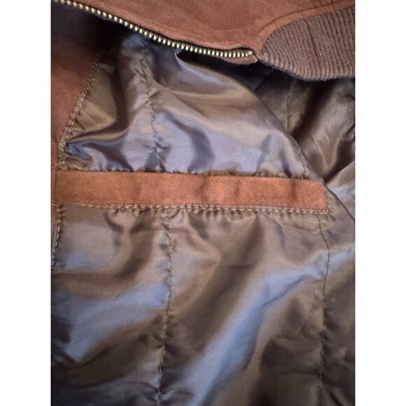 Vintage Suede Leather Rich Brown Bomber Jacket Men's L Coat - Picture 8 of 16